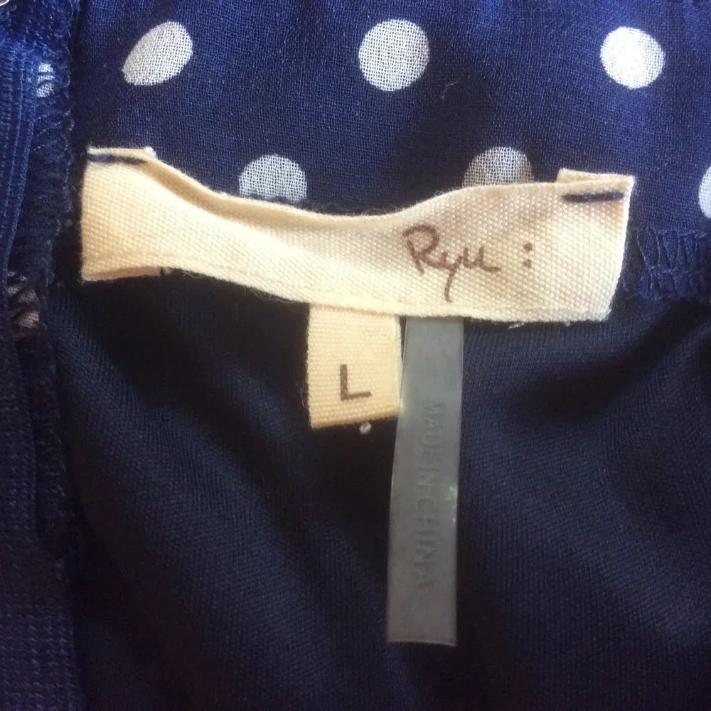 Ryu Anthropologie Blue/White Polka Dot Lace Vintage Inspired Swing Dress Large - Picture 2 of 6